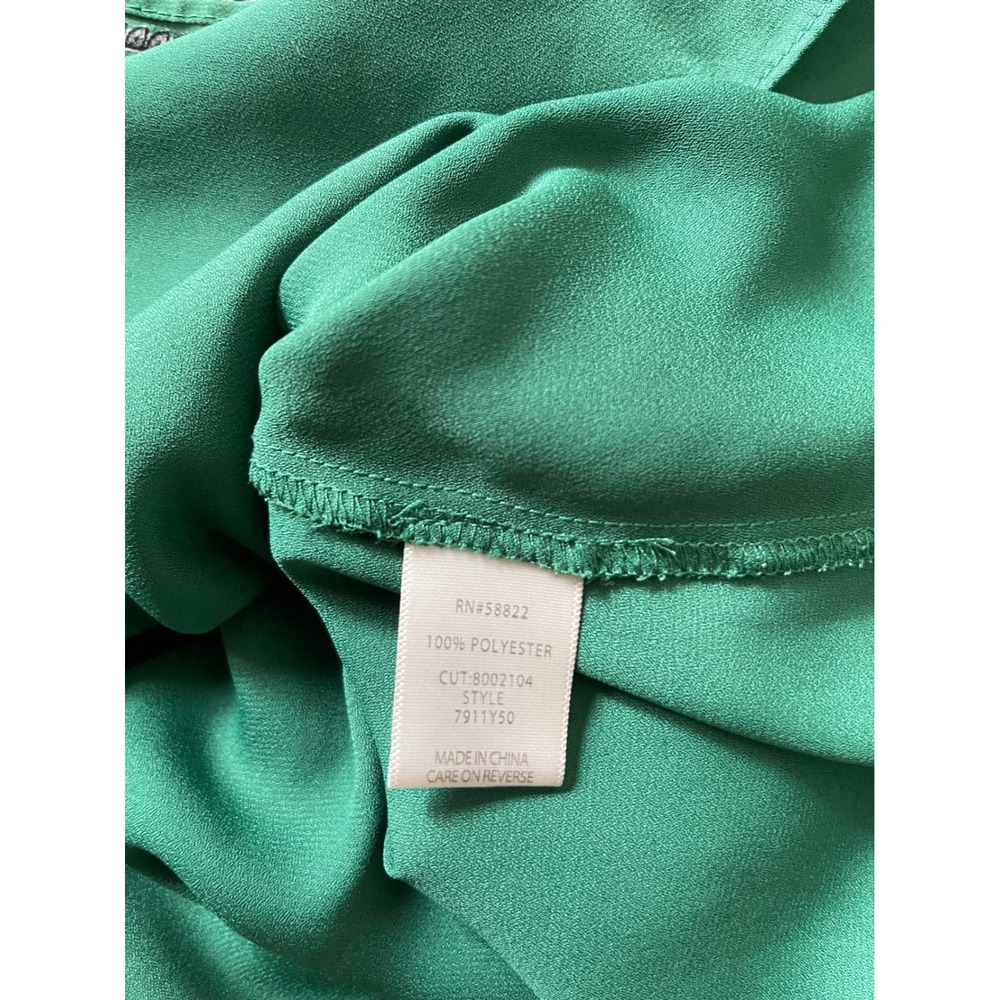 Max Studio Green Floral Smocked Waist Midi Dress Flutter Sleeve V-Neck Large - Picture 6 of 6
